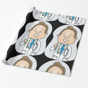 Smiling Doctor Giving Thumbs Up with Stethoscope  Wrapping Paper