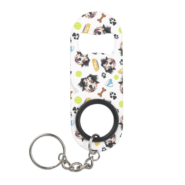 Smiling Dog Australian Shepherd Keychain Bottle Opener (Front)