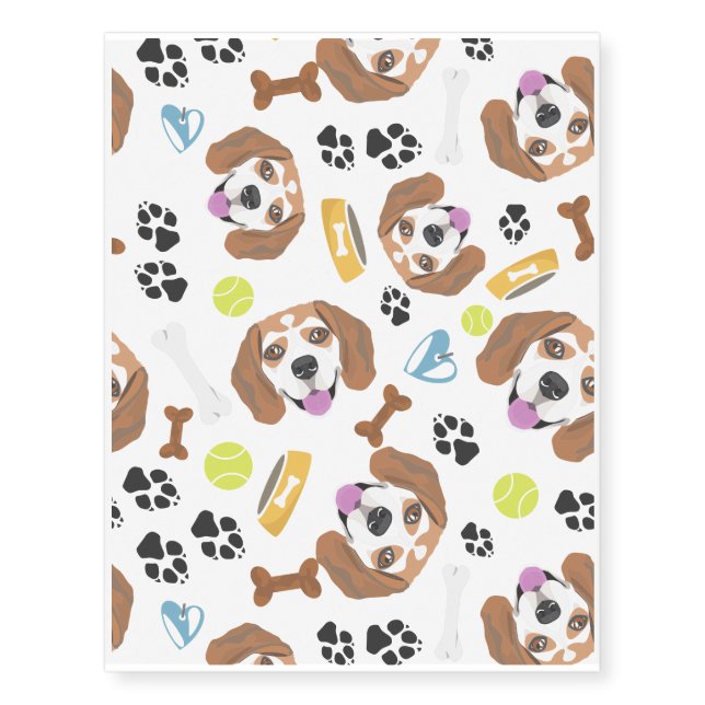 Smiling Dog Beagle Temporary Tattoos (Front)