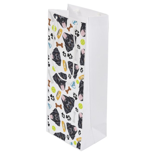 Smiling Dog black labrador Wine Gift Bag (Front Angled)