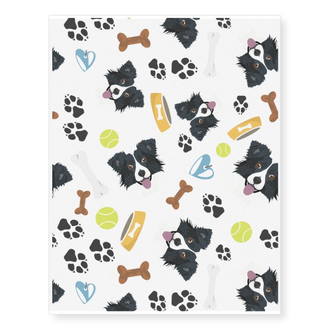 Smiling Dog Border Collie Temporary Tattoos (Front)