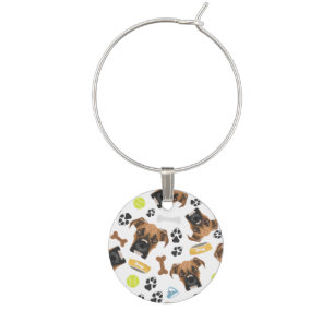 Smiling Dog Boxer Wine Charm