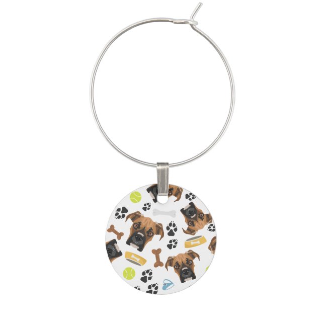 Smiling Dog Boxer Wine Charm (Front)