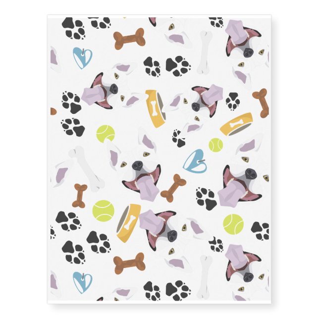 Smiling Dog Bull Terrier Temporary Tattoos (Front)