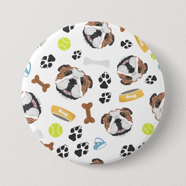 Smiling Dog English Bulldog Button (Front)