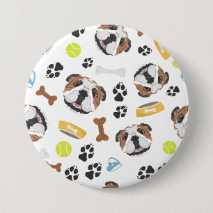 Smiling Dog English Bulldog Button