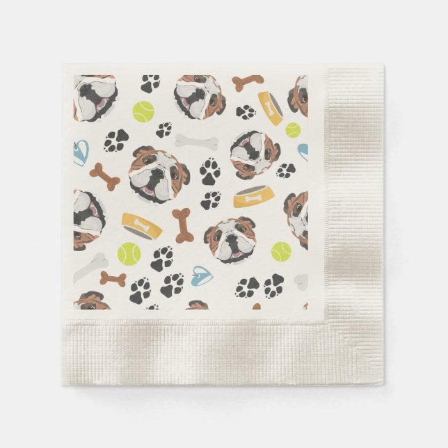 Smiling Dog English Bulldog Napkins (Front)