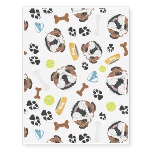 Smiling Dog English Bulldog Temporary Tattoos