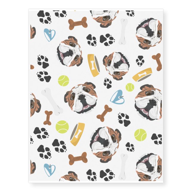 Smiling Dog English Bulldog Temporary Tattoos (Front)