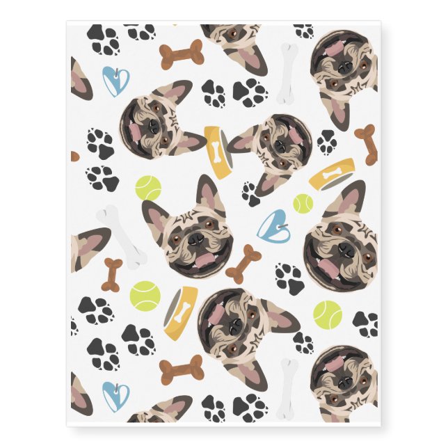 Smiling Dog French Bulldog Temporary Tattoos (Front)