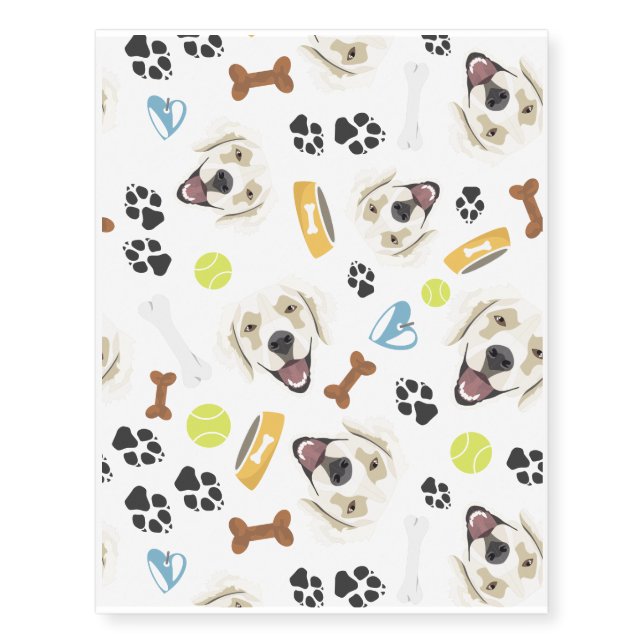 Smiling Dog Golden Retriever Temporary Tattoos (Front)