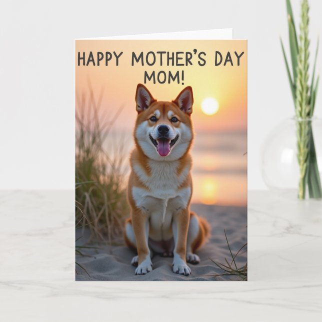 Smiling Dog Mothers Day Mom Card (Front)