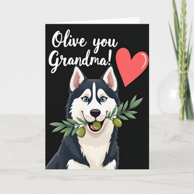 Smiling Dog Olive Branch Card (Front)