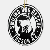 Smiling Dog Rescue Ceramic Ornament (Left)
