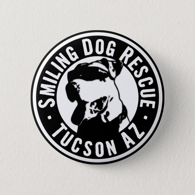 Smiling Dog Rescue Pinback Button (Front)