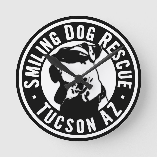 Smiling Dog Rescue Round Clock (Front)