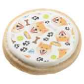 Smiling Dog Shiba Inu Round Shortbread Cookie (Angled)