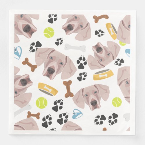 Smiling Dog Weimaraner Paper Dinner Napkins