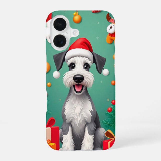 Smiling Dog with Santa Hat Iphone Case (Back)