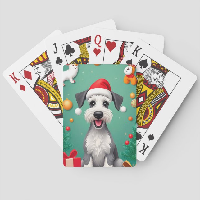 Smiling Dog with Santa Hat Poker Cards (Back)