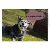 Smiling dog "you make me smile" Humor card (Front Horizontal)