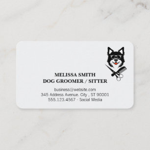 Smiling Doggie   Groomer Tools Business Card