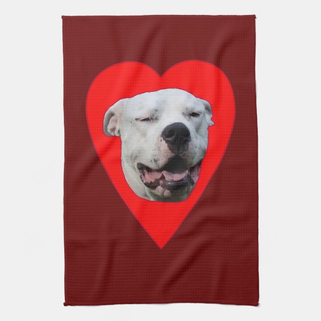 Smiling Dogo Argentino Kitchen Towel (Vertical)