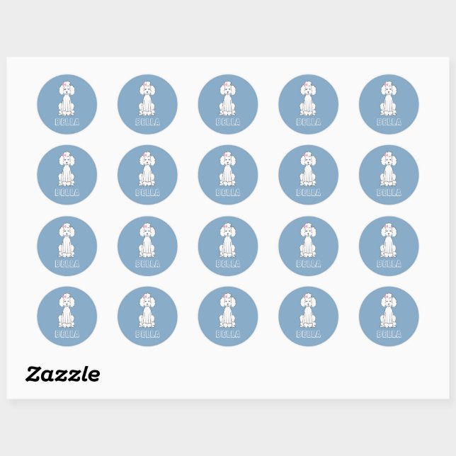 Smiling Dogs White Poodle Classic Round Sticker (Sheet)