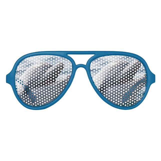 Smiling Dolphin Above Bright Blue Water Aviator Sunglasses (Front)