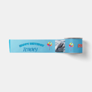 Smiling Dolphin Birthday Satin Ribbon