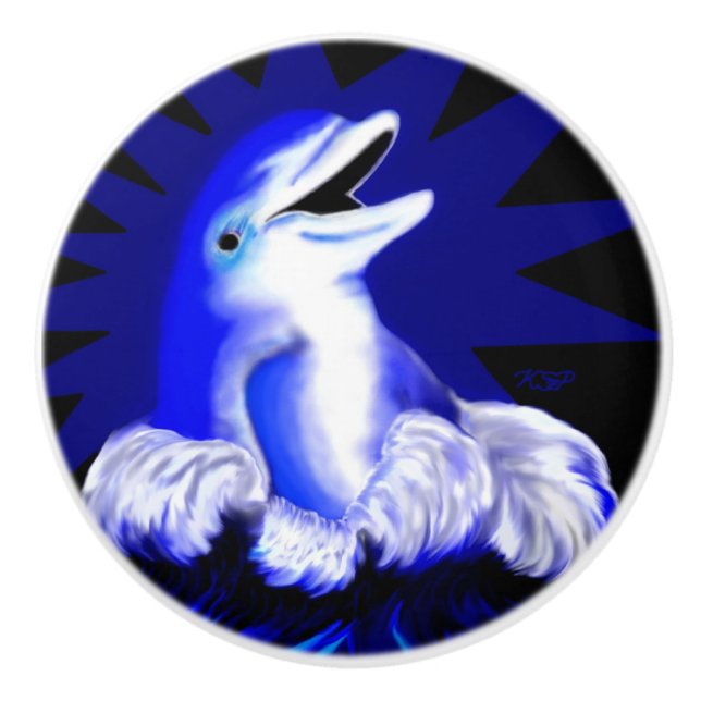 Smiling Dolphin Ceramic Knob (Front)