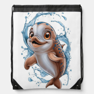 Smiling dolphin Drawstring Backpack