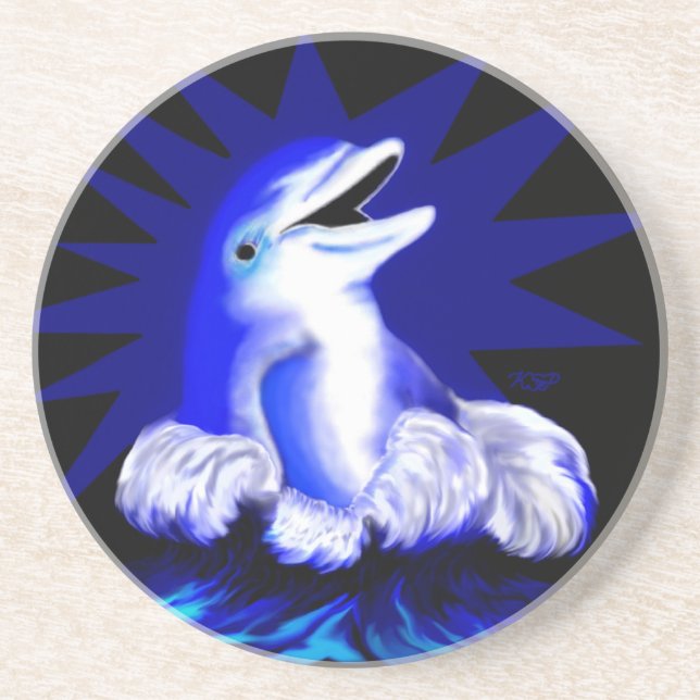 Smiling Dolphin Drink Coaster (Front)