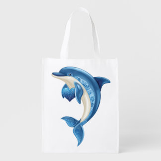 Smiling Dolphin Kids' T-Shirt Grocery Bag