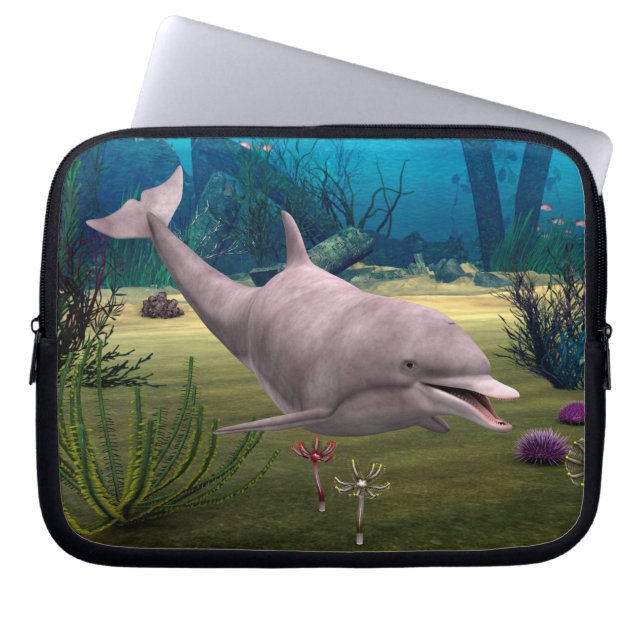 Smiling Dolphin Laptop Sleeve (Front)