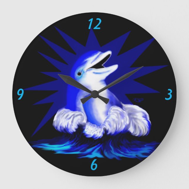 Smiling Dolphin Large Clock (Front)