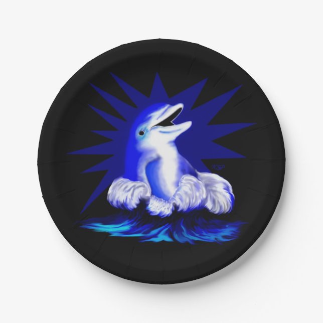 Smiling Dolphin Paper Plates (Front)