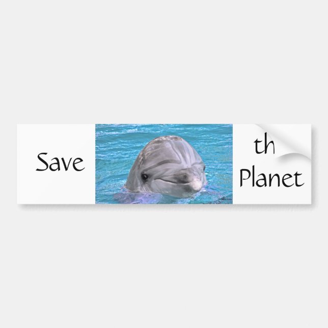 Smiling Dolphin - Save the Planet Bumper Sticker (Front)