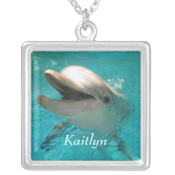 Smiling Dolphin Silver Plated Necklace by Brookelorren at Zazzle