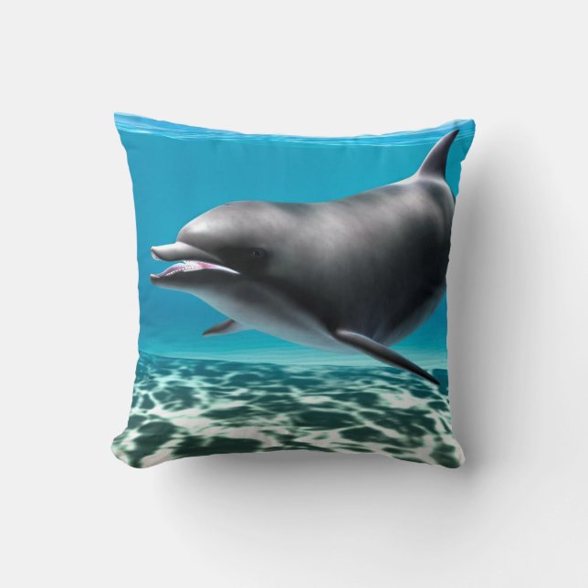 Smiling Dolphin Throw Pillow (Front)