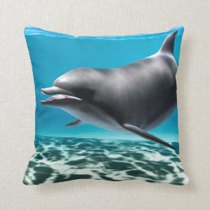 Smiling Dolphin Throw Pillow