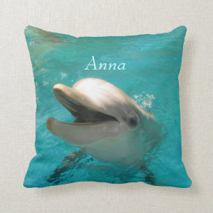 Smiling Dolphin Throw Pillow