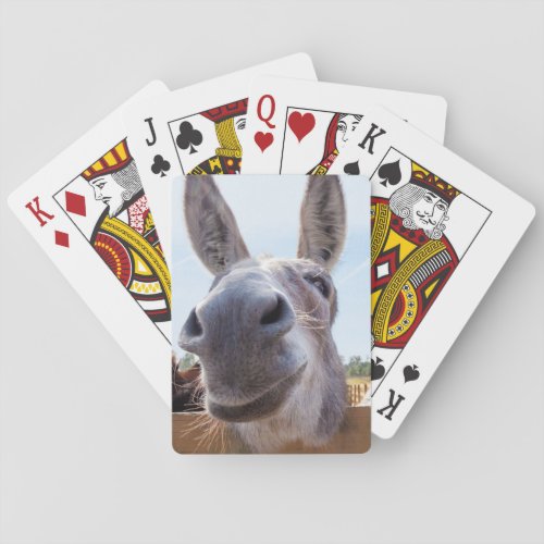 Smiling Donkey Bicycle with Silly Grin on His Face Poker Cards