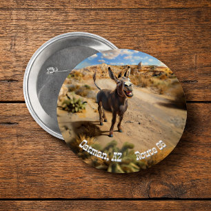 Smiling donkey, Oatman Arizona, Route 66 Button