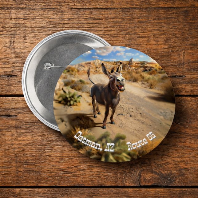 Smiling donkey, Oatman Arizona, Route 66 Button (Creator Uploaded)