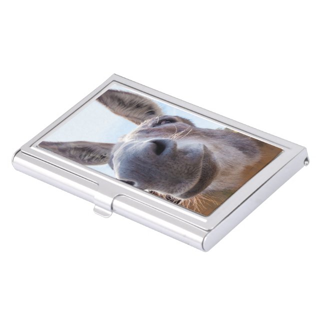 Smiling Donkey with Silly Grin Business Card Case (Front)