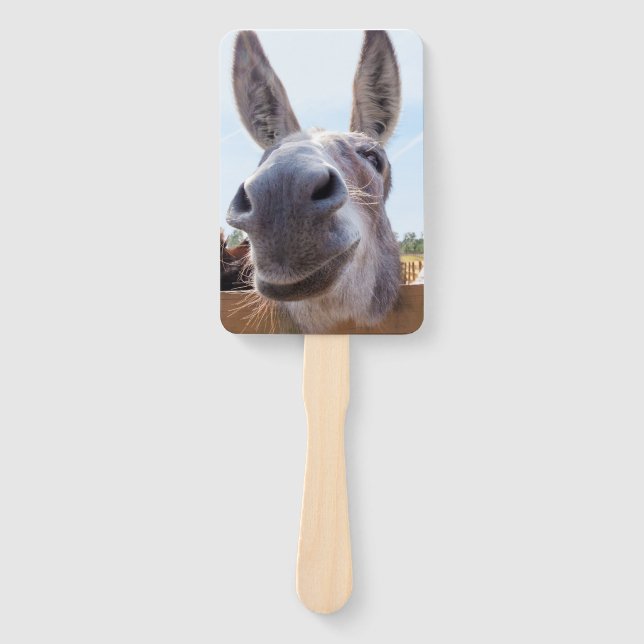 Smiling Donkey with Silly Grin Hand Fan (Front)
