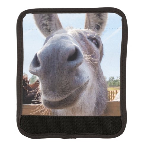 Smiling Donkey with Silly Grin Luggage Handle Wrap
