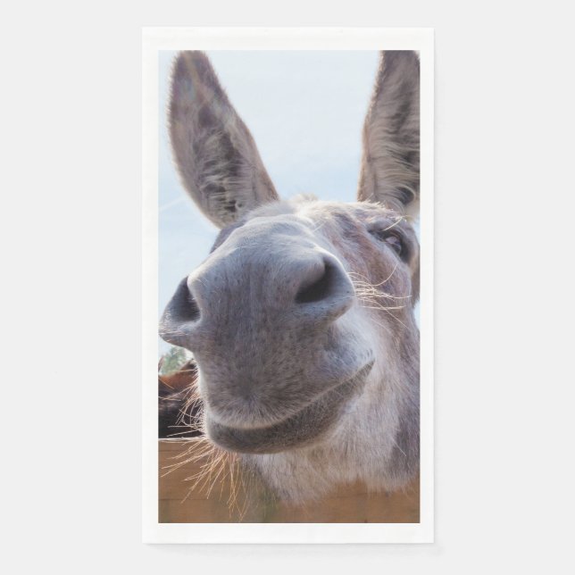 Smiling Donkey with Silly Grin Paper Guest Towels (Front)