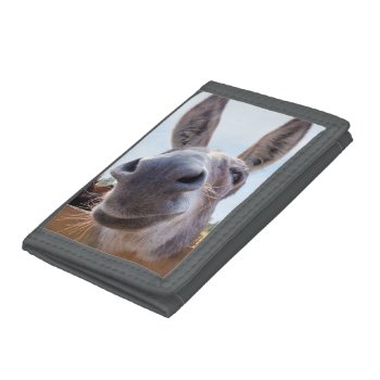 Smiling Donkey With Silly Grin Trifold Wallet by ICandiPhoto at Zazzle
